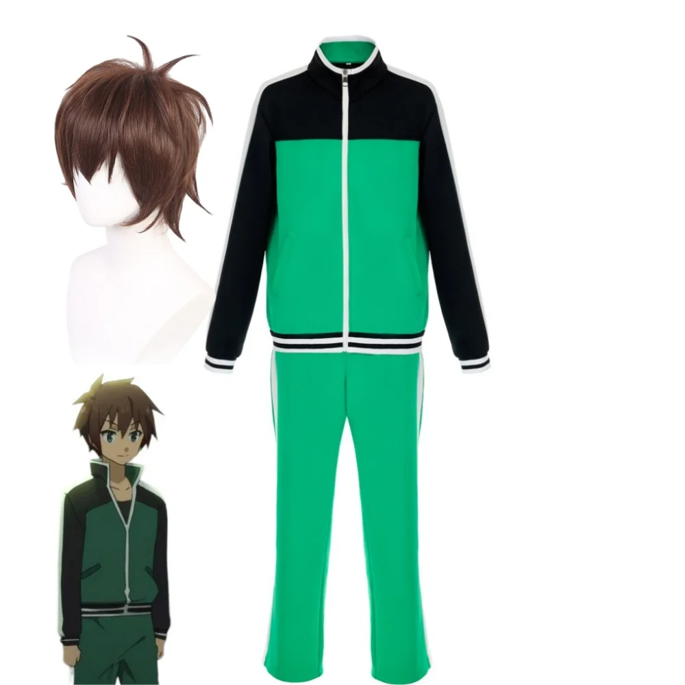 

Kazuma Satou Cosplay Costume Kazuma Satou Top Pants Synthetic Wig Sportswear Outfit Party Carnival Costumes
