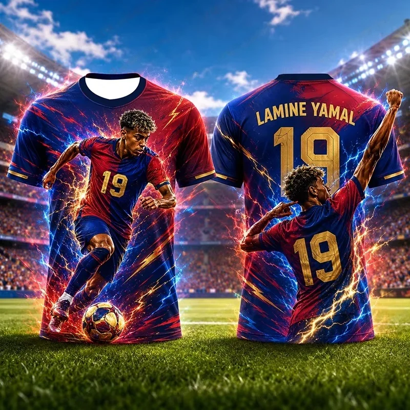 2026 New Special Edition Yamal No.19 Print Football Jersey Men's T-shirt Summer Sports Training Tees Casual Kids/Adult Tops