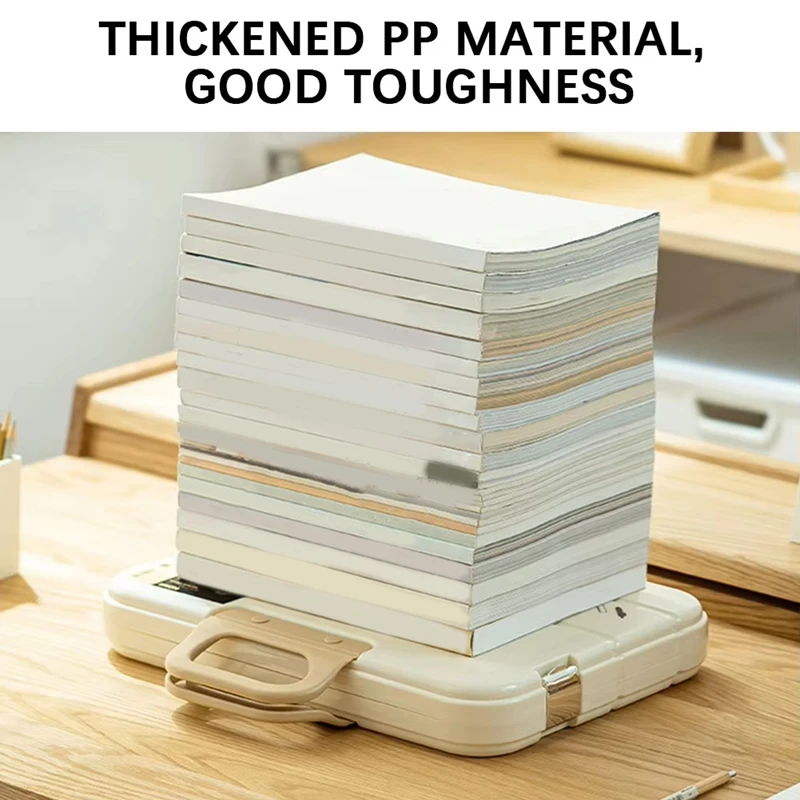 T04C-A4 Plastic File Folder With Lock Handle Portable Box File Waterproof Filing Supplies Multi-Purpose Document Bag