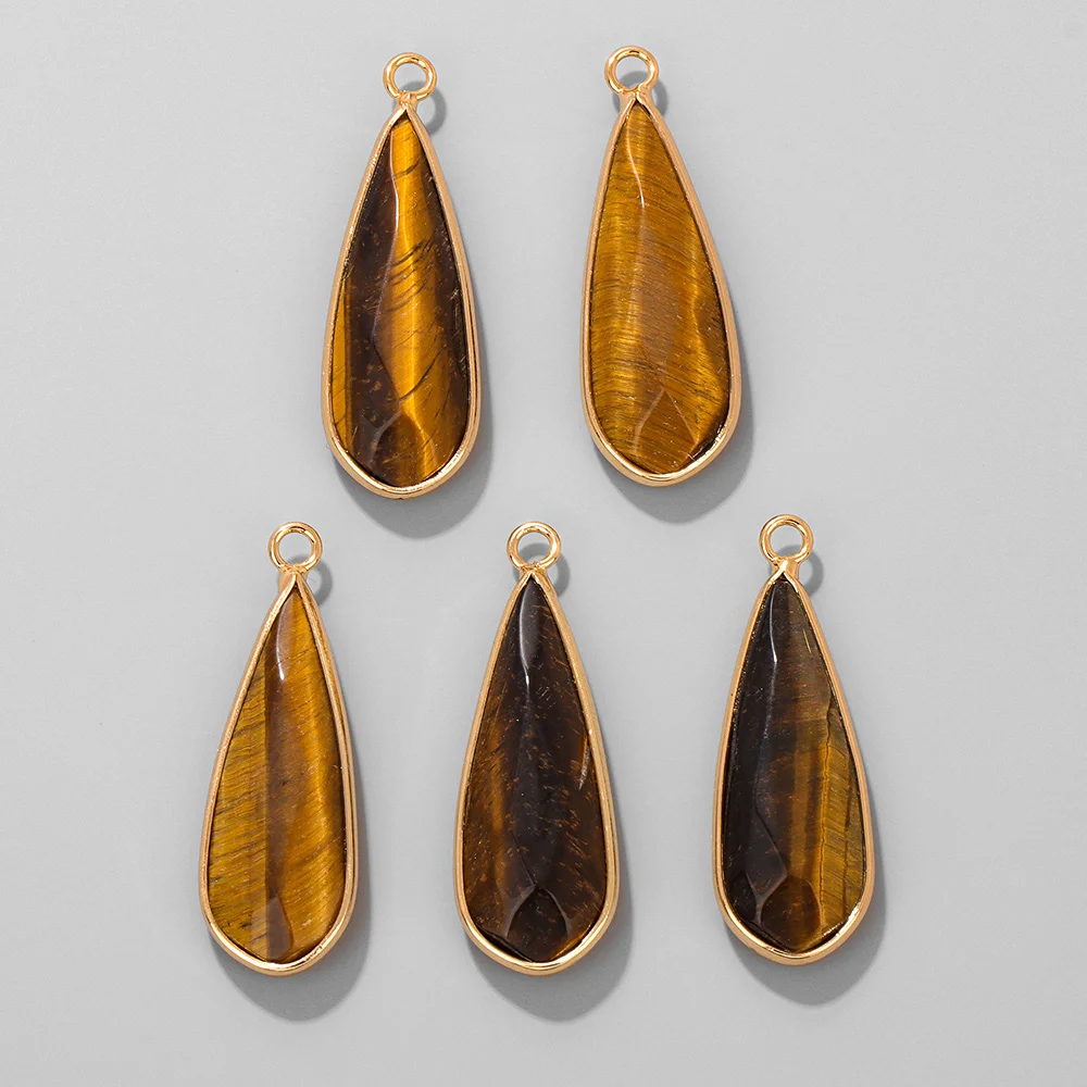 5PCS Fashion Water Drop Shape Stone Pendant 11x30MM Natural Amethyst Opal Agat Charm For Jewelry Making Necklace Earrings DIY - view 5