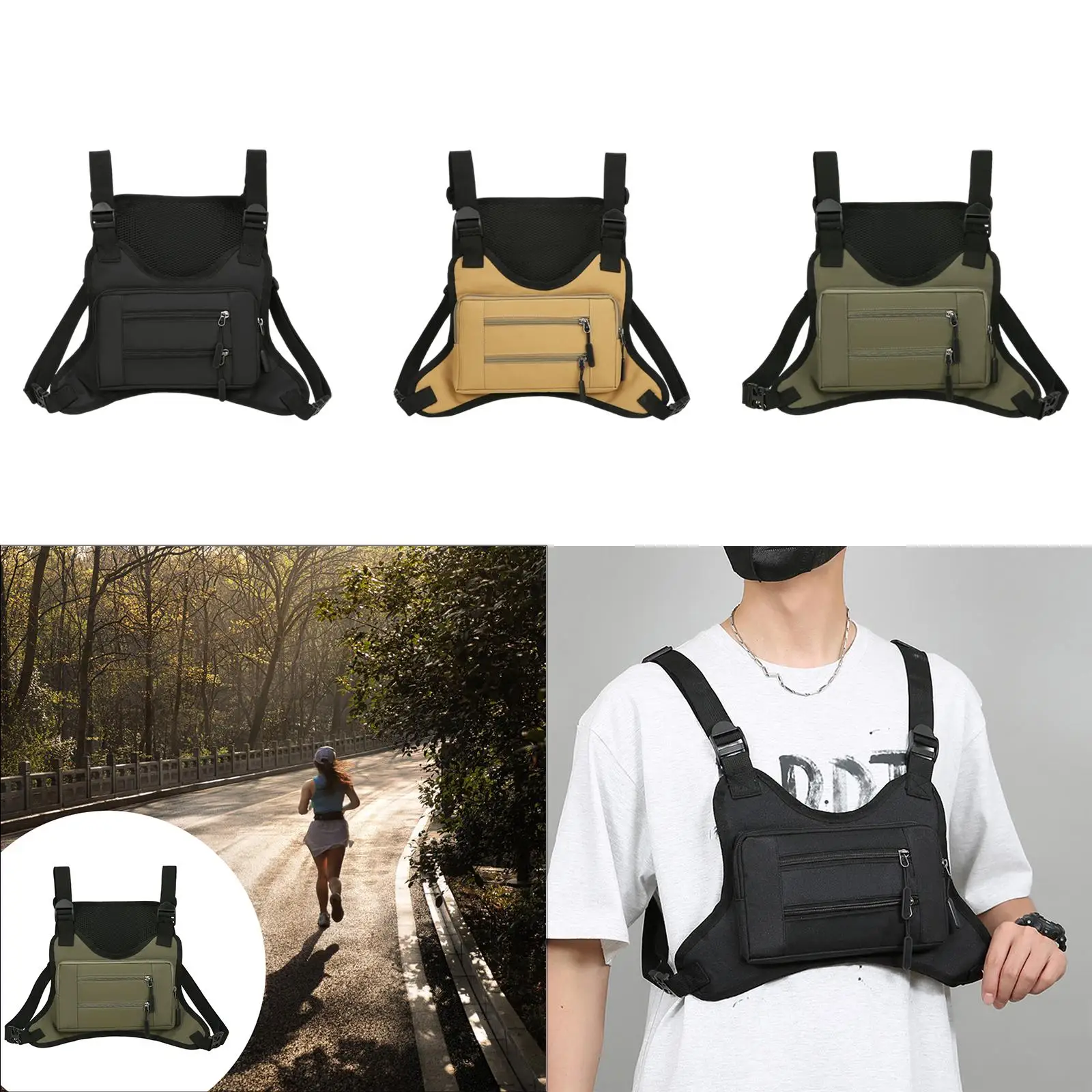 

Спортивная мужская нагрудная сумка для бега, многофункциональная, большая, для пеших прогулок, 15x11,8x9,8 дюйма, легкая, с дополнительным хранилищем, дышащая