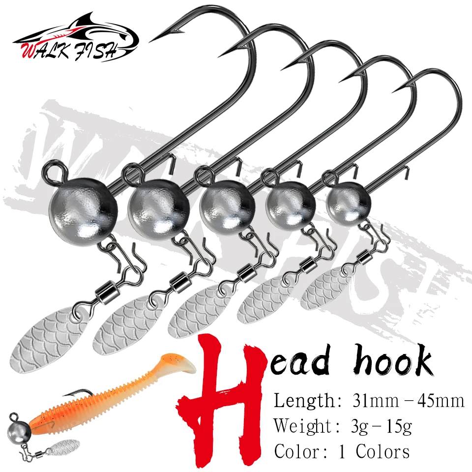 WALK FISH anzuelos jig head bola redonda semilla melón lentejuelas - imagen 2