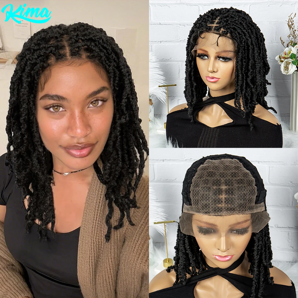 

KIMA Bob Синтетические плетеные парики Box Cornrow Braids Hair Style 9x6 Кружевные парики с детскими волосами Витые парики для чернокожих женщин