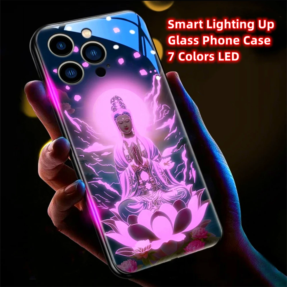 Buddhaland Gleams Design Schallgesteuerte LED-Blitzhüllen Leuchtende Glasabdeckung für Samsung S26 S25 S24 S23 S22 S21 FE Plus Ultra – Detail 19