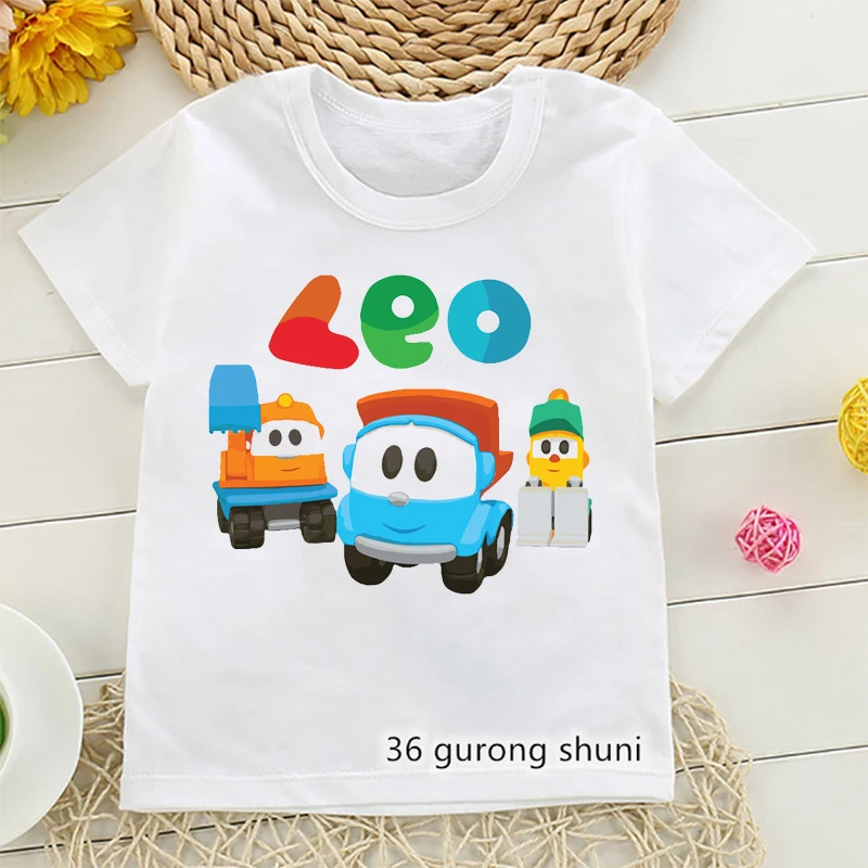 2024 Funny Leo The Truck T-shirt Tv Show Cartoon Print Boy’S T-Shirt Kawaii Girls T Shirt Fashion Kids Clothes Short Sleeve Tops