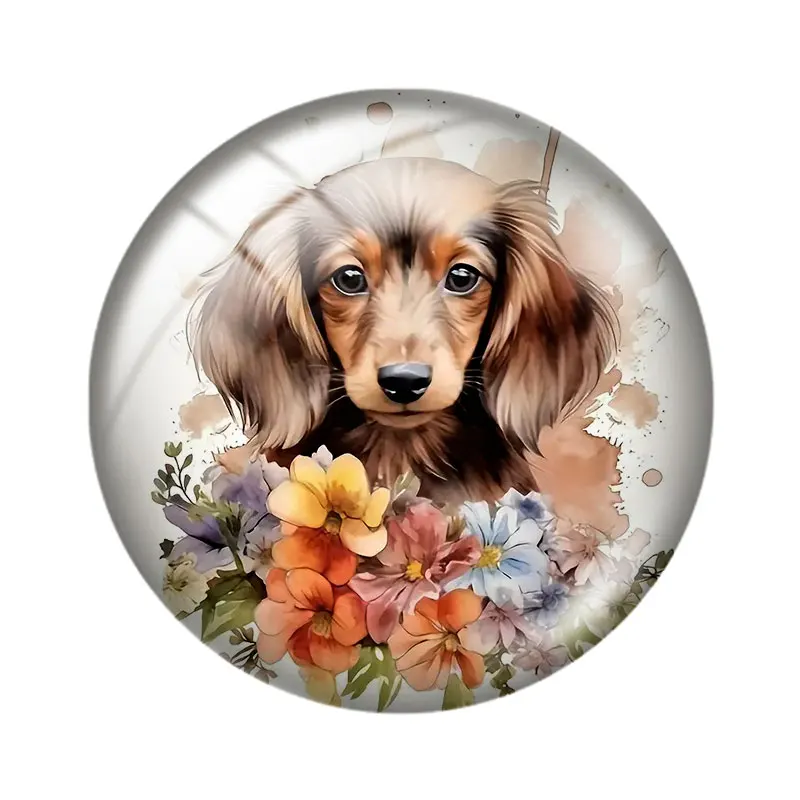 Animal Flower Dog 12/18/20/25mm glass cabochon  bracelet pendant rings for jewelry demo earrings back Making findings image 6
