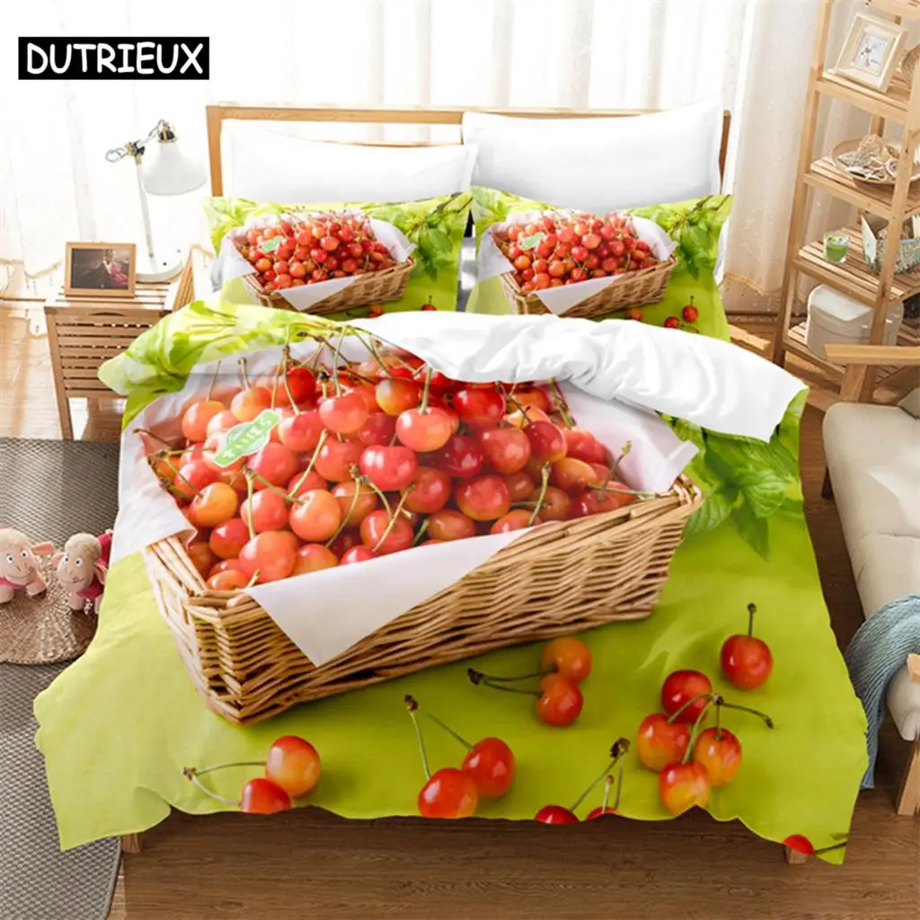 Summer Fruit Queen Bedding Set Duvet Cover Set Bedding Digital Printing Bed Linen King Size Duvet Cover Set Bedding Set