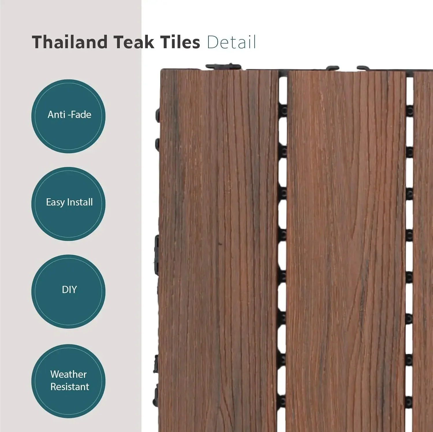 1Pcs Decoration Solid Wood Flooring For Household Splicing Terrace Courtyard Outdoor Ground Balcony Renovation Material