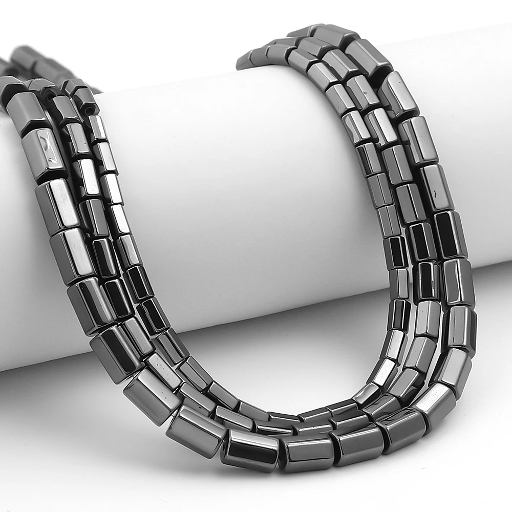 1 Strand 3/6/8mm Natural Hexagonal Tube Hematite Stone Beads Facet Spacer Bead For DIY Jewelry Making Bracelet Necklace Crafts