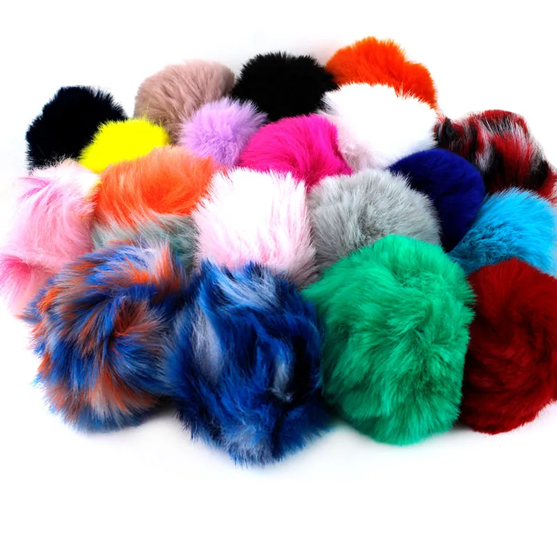 5Pcs Pompom Balls Charms 7-8cm Faux Fur DIY Pompoms Ball For Keychain Pendants Sewing On Scarf Hats Shoes Apparel Craft Supplies