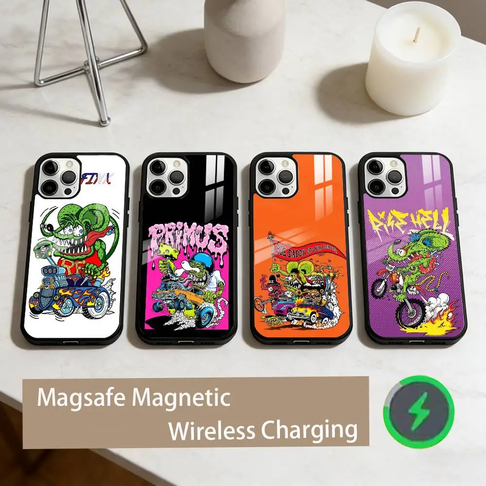 

R-Rat F-Fink Art Design Phone Case For iPhone17,16,15,14,13,12,11 Plus,Pro Max Magnetic For Magsafe Wireless Charging