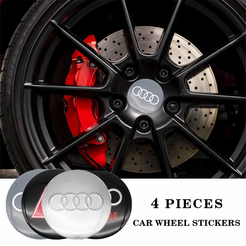 4pcs 56mm 60mm Car Emblem Wheel Center Hub Caps Wheel Badge Sticker For Audi S RS A3 A4 B8 8P 8V B6 A5 A6 C7 Q5 B9 Car Styling