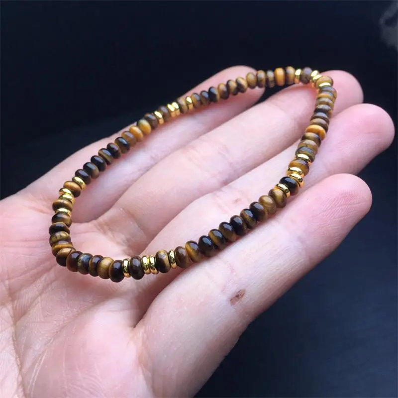 

4MM Natural Yellow Tiger Eye Stone Bracelet Fashion Crystal Quartz Gemstone Jewelry Reiki Healing Gift 1pcs