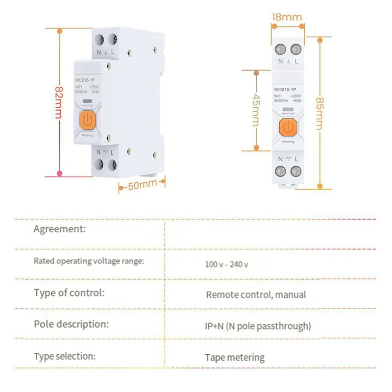 Tuya Wifi interruptor de circuito inteligente 63A 1P aplicación Smart Life módulo temporizador compatible con Alexa Google Home Alice Control de voz