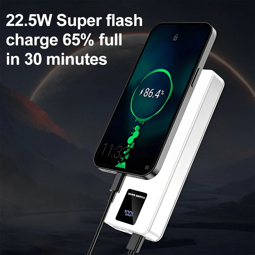 6*18650 Przenośne etui na power bank USB do przechowywania baterii do ładowania telefonu PD22.5W Szybka ładowarka DIY Obudowa baterii z kable