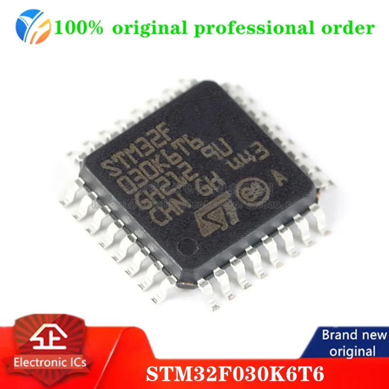 100% original STM32F030K6T6 MCU 32-bit ARM Cortex M0 RISC 32KB Flash 2.5V/3.3V 32-Pin LQFP Tray