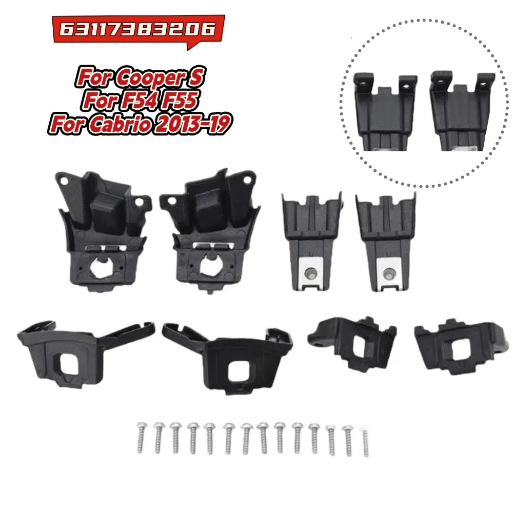 Front Headlight Brackets Set For Cooper S For F54 F55 F56 F57 For Cabrio 2013-19 63117383206 Black ABS Plastic Mounting Holder