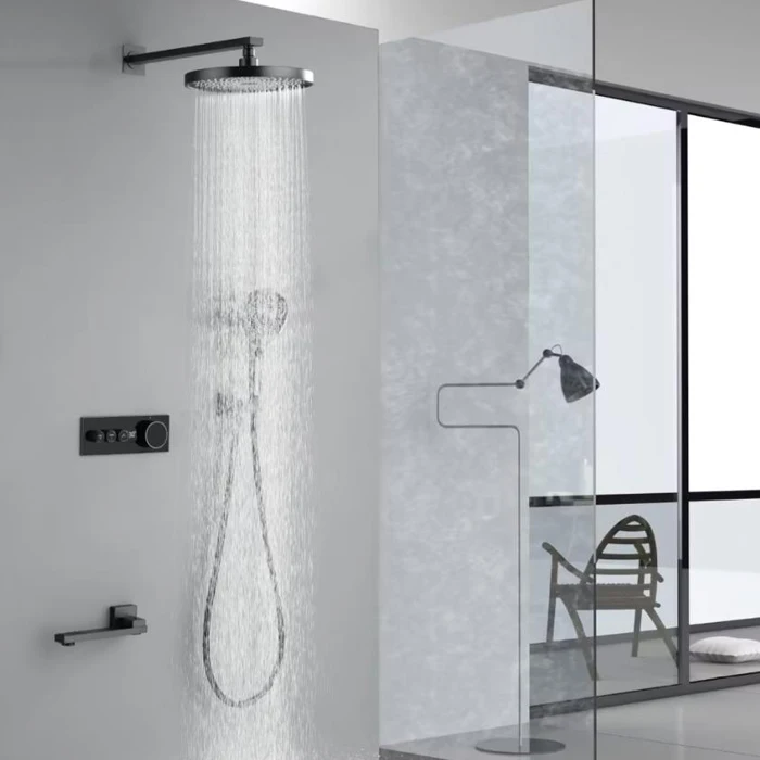 Thermostatic Digital Display Gunmetal gray Shower Faucet Set Shower Mxer Crane Shower Bath Faucet Bathtub Shower Mixer