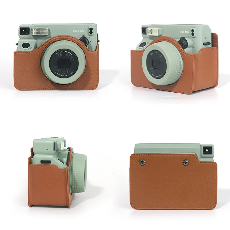 Retro Camera Bag for Instax  wide 400 with Shoulder Strap PU Leather Cover Protective Camera Case