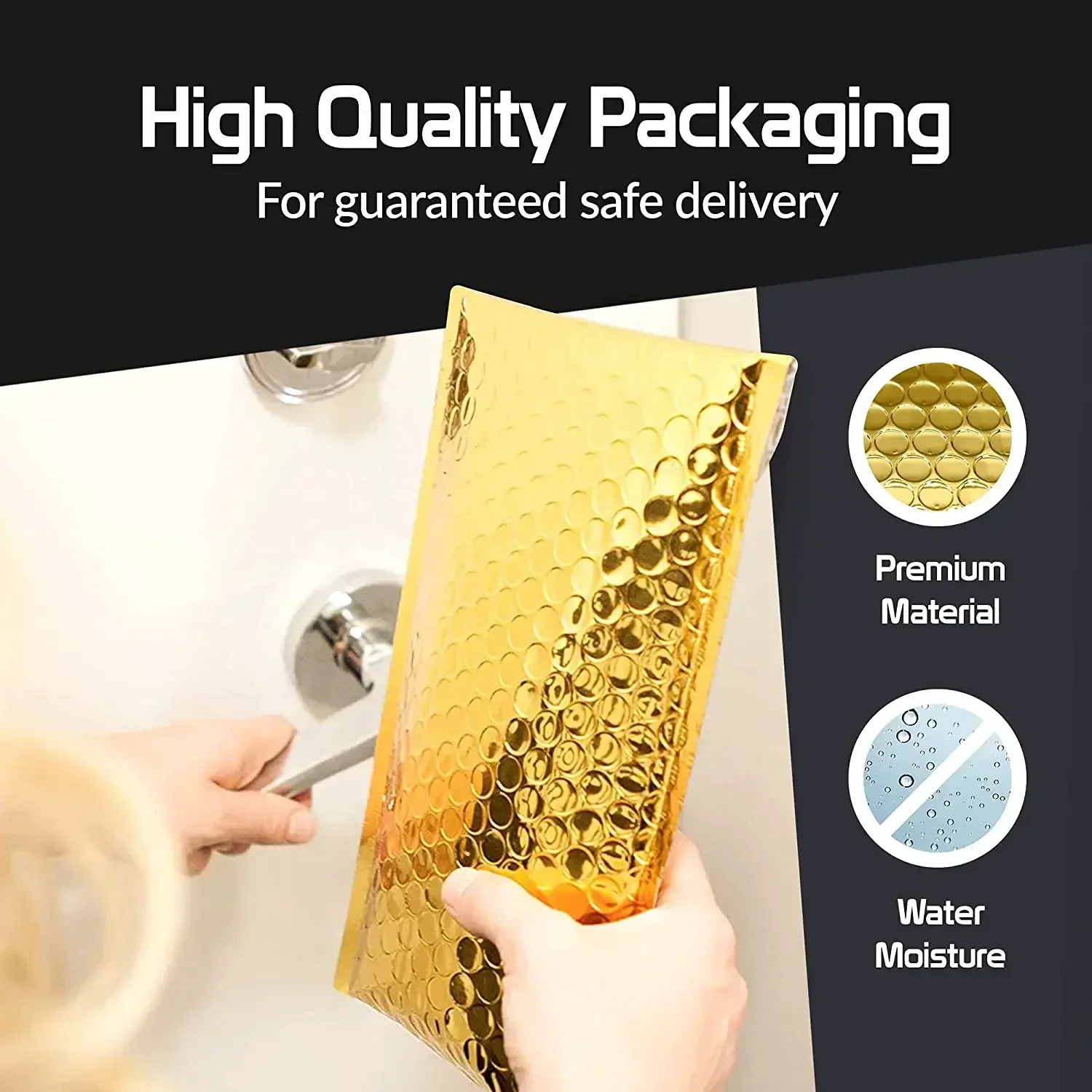 Mailers Golden Waterproof Foil Shipping 100 Postal Padded Metallic Bubble Envelopes Gift Aluminized Bags Pcs Packaging