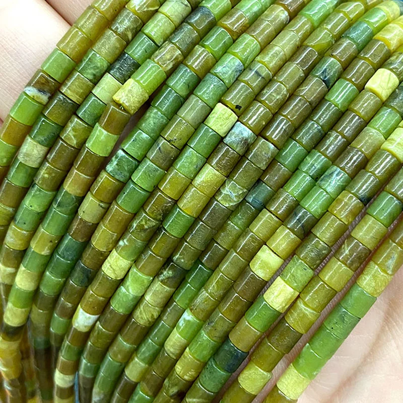 Natural Stone 4x4mm Cylinder Spacer Beads Labradorite Green Jade Jasper Rose Quartz for Jewelry Making Diy Bracelet Accessories