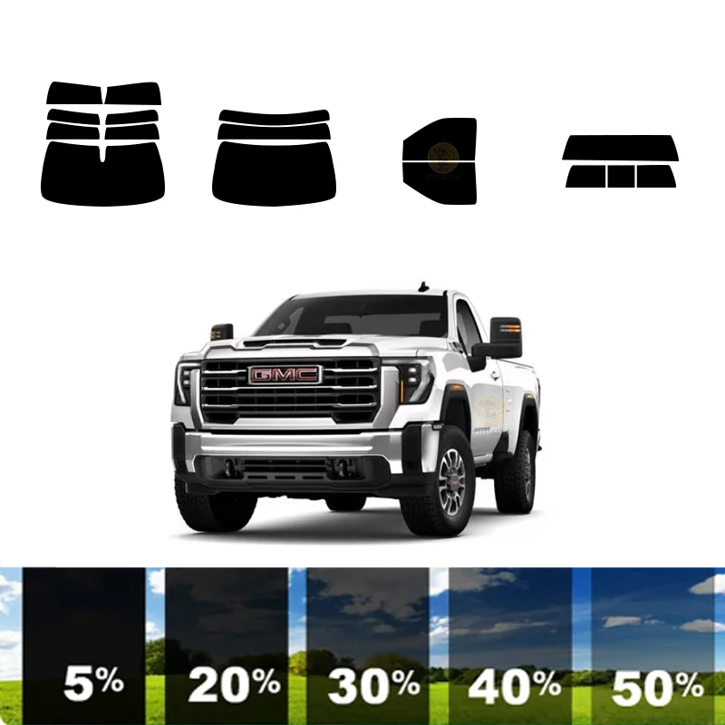 

precut Removable Window Tint Film For Car 100% UVR 5%-35%VLT Heat Insulation Carbon ﻿For GMC SIERRA 3500 2 DR PICKUP 2020-2024