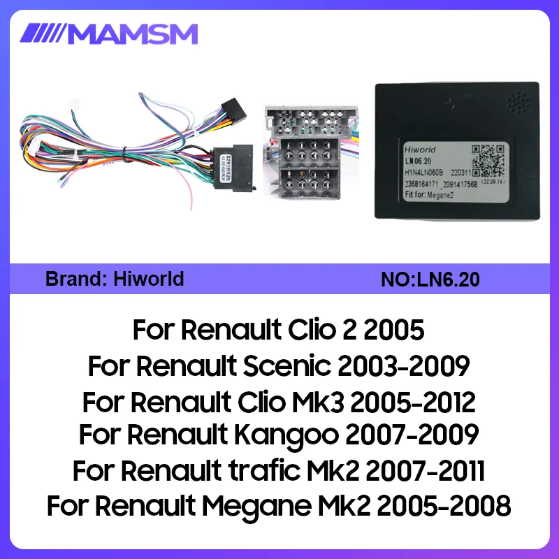 MAMSM For Renault Megane 2/ Phase 2/ Clio 3/ Trafic Mk2/Kangoo 16 Pin Android Car Radio Power Cable Harness CANbus Box Connector