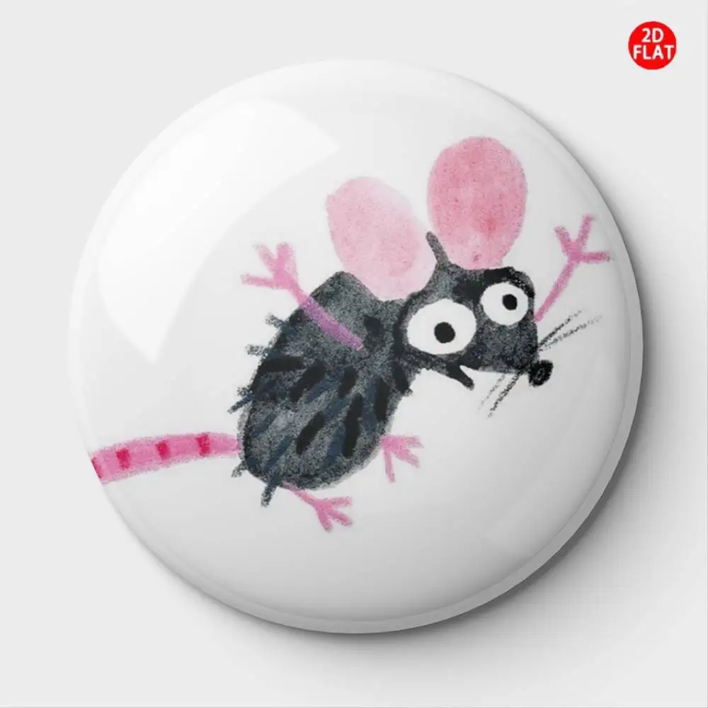 2D Flat Adorable Small Mouse Pin Brooch Badge Fashion for Jeans Clothing Bag Cap Gift for Friends Party Gathering S