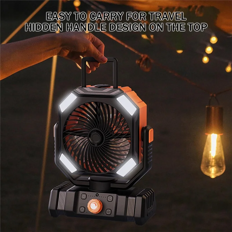Picture 6: Outdoor Camping Fan 10000Mah Rechargeable High Capacity Long Lasting With Light For Fishing And Camping