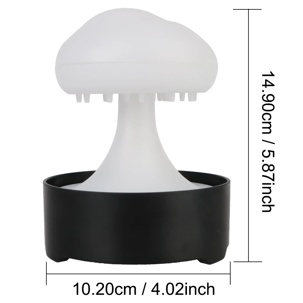 Lámpara de seta de fuente para decoración del hogar, luz nocturna de nube de lluvia, luces blancas cálidas eléctricas, dormitorio