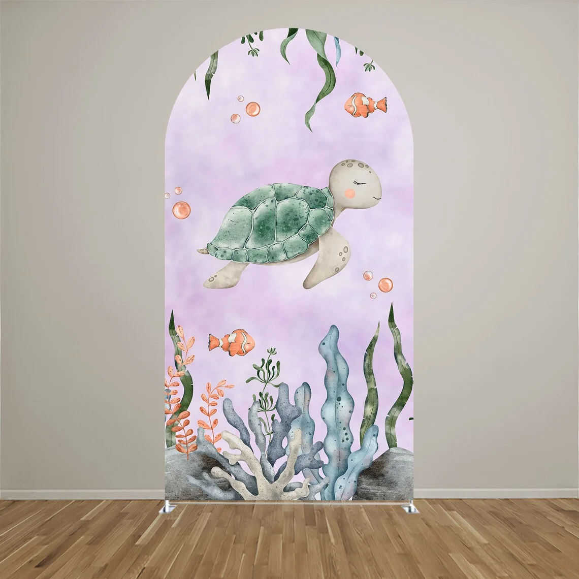 Mocsicka 2-Sided غطاء قوس تحت الماء العالم الأخطبوط ديكورا خلفية استحمام الطفل قوس جدار الاطفال حفلة عيد ميلاد صور راية الدعامة