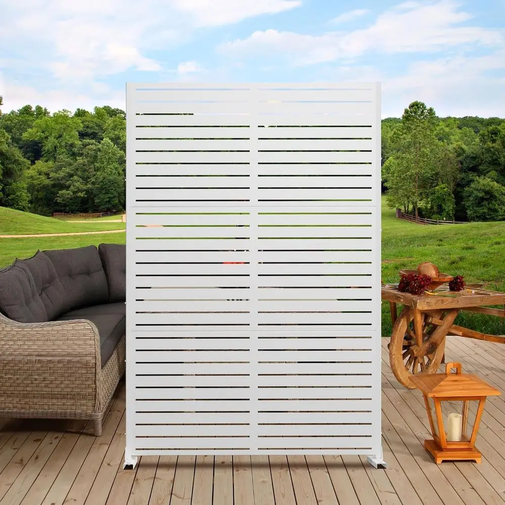 

Stylish Outdoor Privacy Screen, 72 Tall x 47 Wide, Freestanding for Balcony, Yard, and Garden, White Louvered Fence