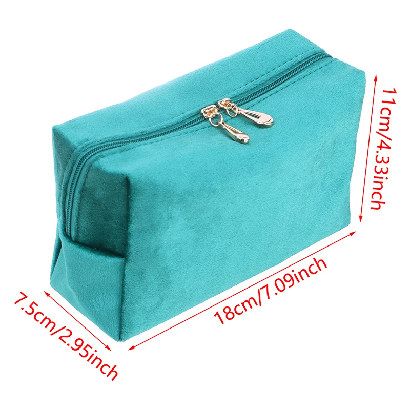 1 Pc Velvet Women Cosmetic Bag Travel Large Makeup Bag Solid Color Zipper Lipstick Storage Bags Female Make Up Organizer Pouch