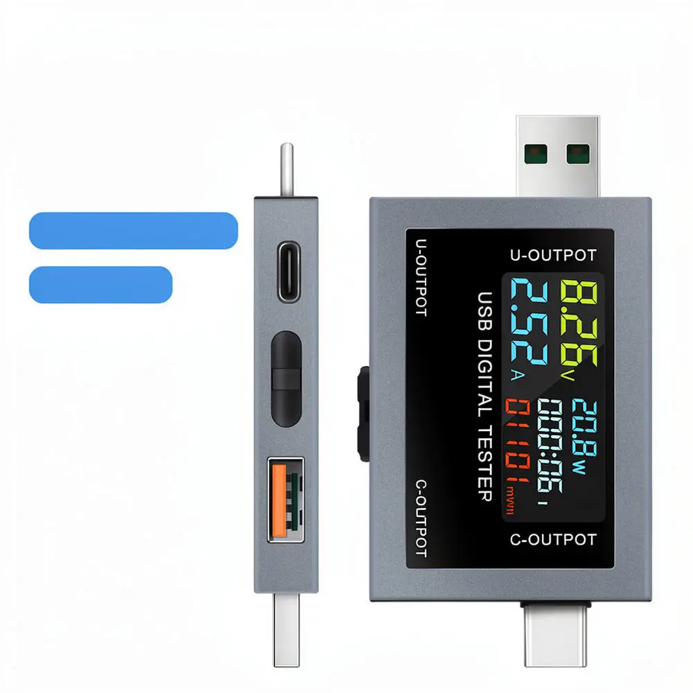 Digital USB Tester Meter Voltage Current Monitor Color Screen For Electronic Equipment Charger Performance Testing Utility