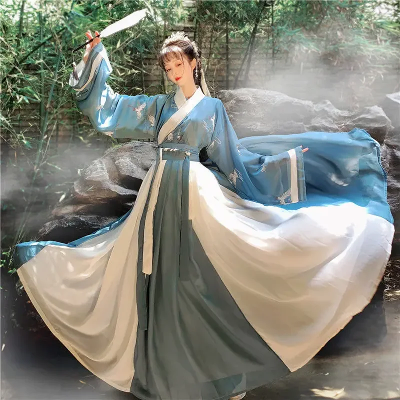 Vestido Hanfu bordado tradicional para mujer, traje de escenario de estilo chino antiguo, hermosa danza Hanfu, trajes de princesa originales