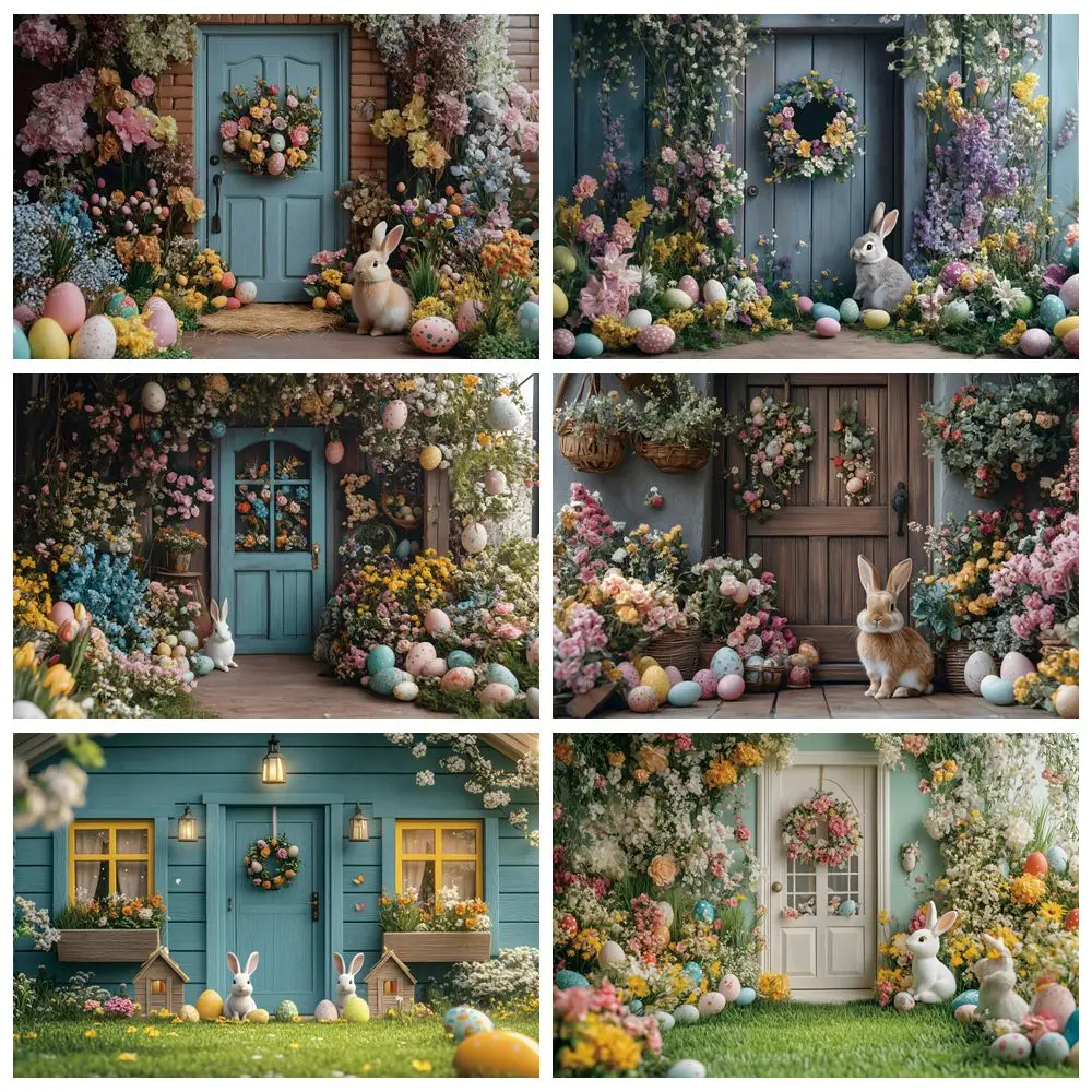 

Spring Easter Backdrop Flowers Bunny Colorful Eggs Baby Shower Kids Birthday Party Photography Background Photostudio Photobooth