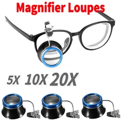 5X 10X 20X Eyeglass Magnifier Clip-On Eye Loupe Magnifying Lens Portable Eyepiece Process Operation Watchmakers Repair Tool