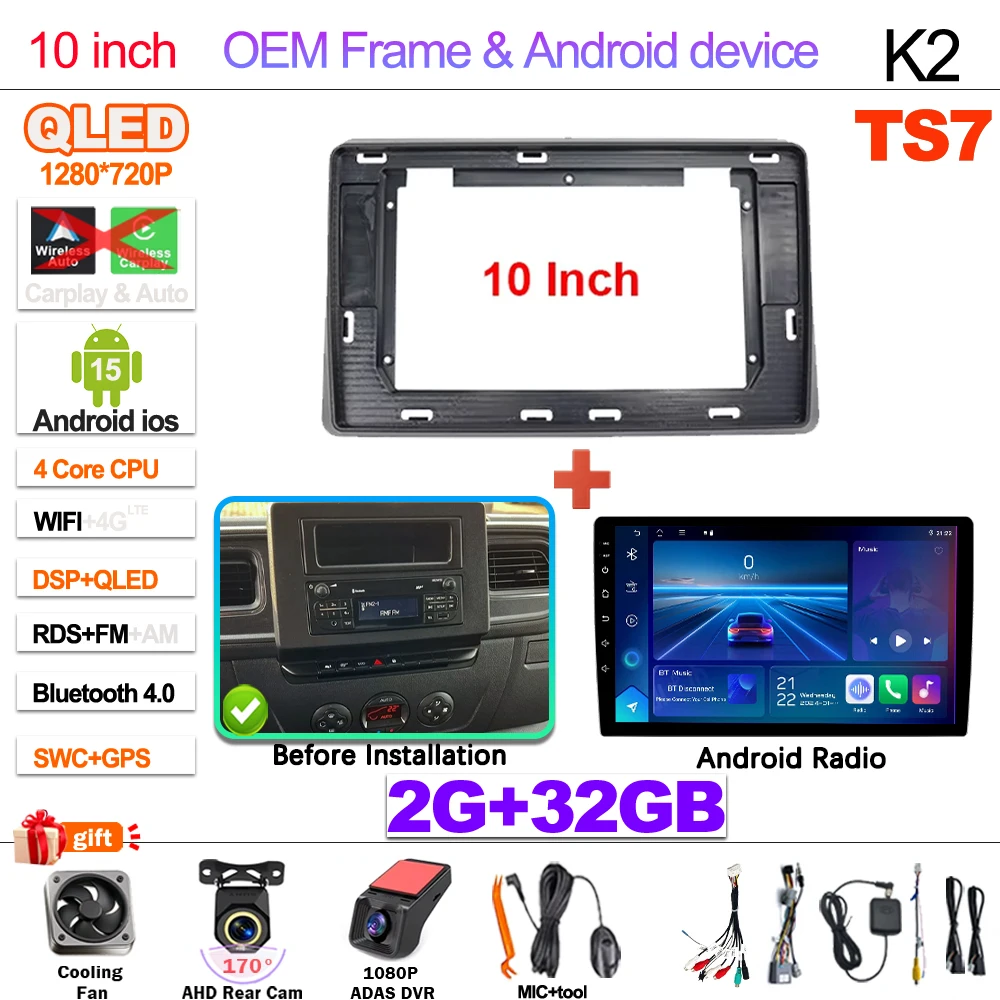 Android 16 autoradio Carplay Auto voor Renault Master 2019 2020 2021 2022 Navigatie DVD Videospeler DSP Stereo 360 Camera WIFI