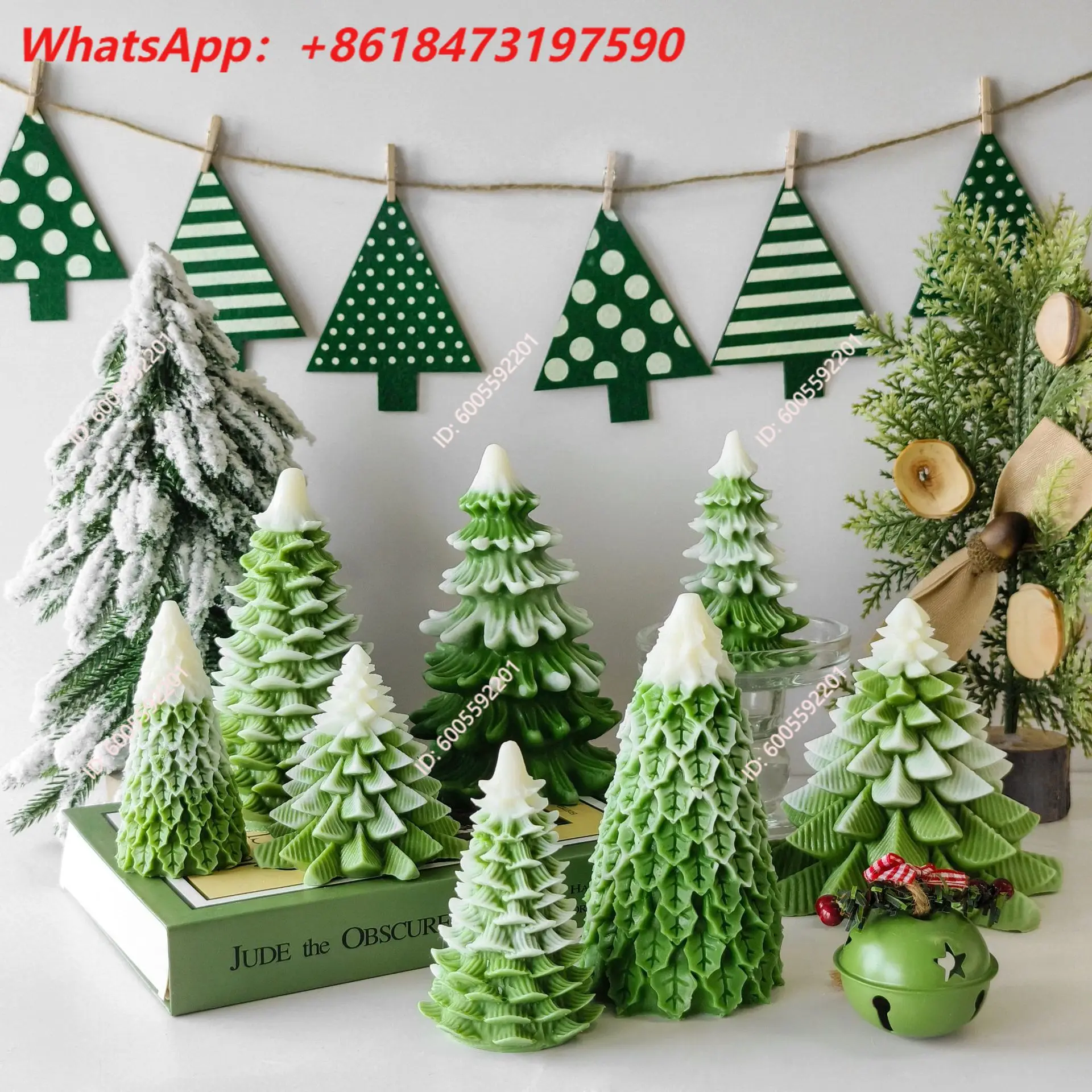 10pcs Christmas Christmas tree scented candle mold, creative DIY Christmas tree cake decoration ornament silicone mold