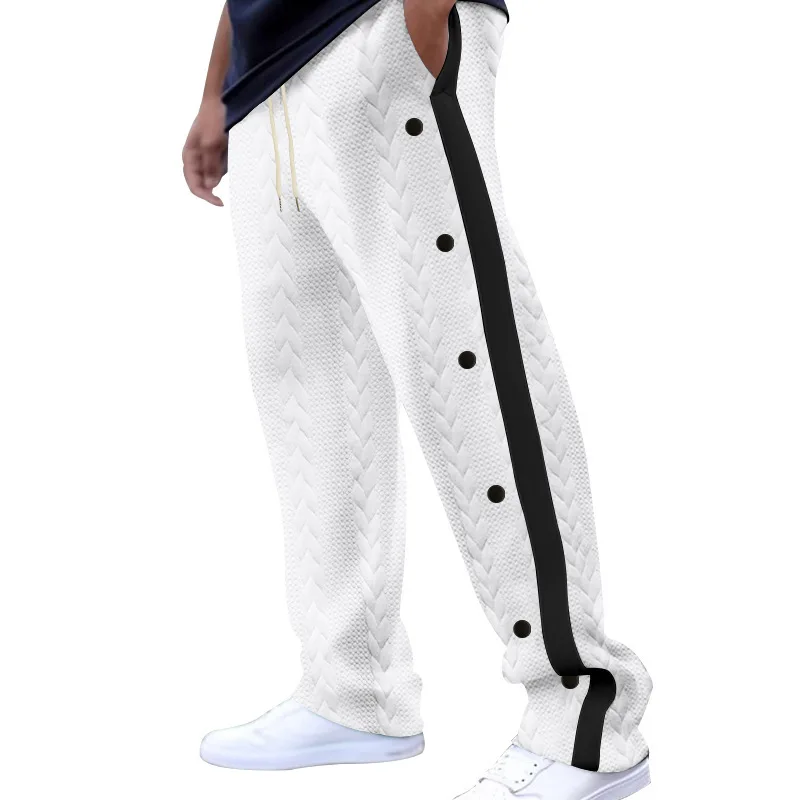 

Autumn New Men's Textured Jacquard Trousers Single-breasted Strips Loose Large-size Casual Trousers
