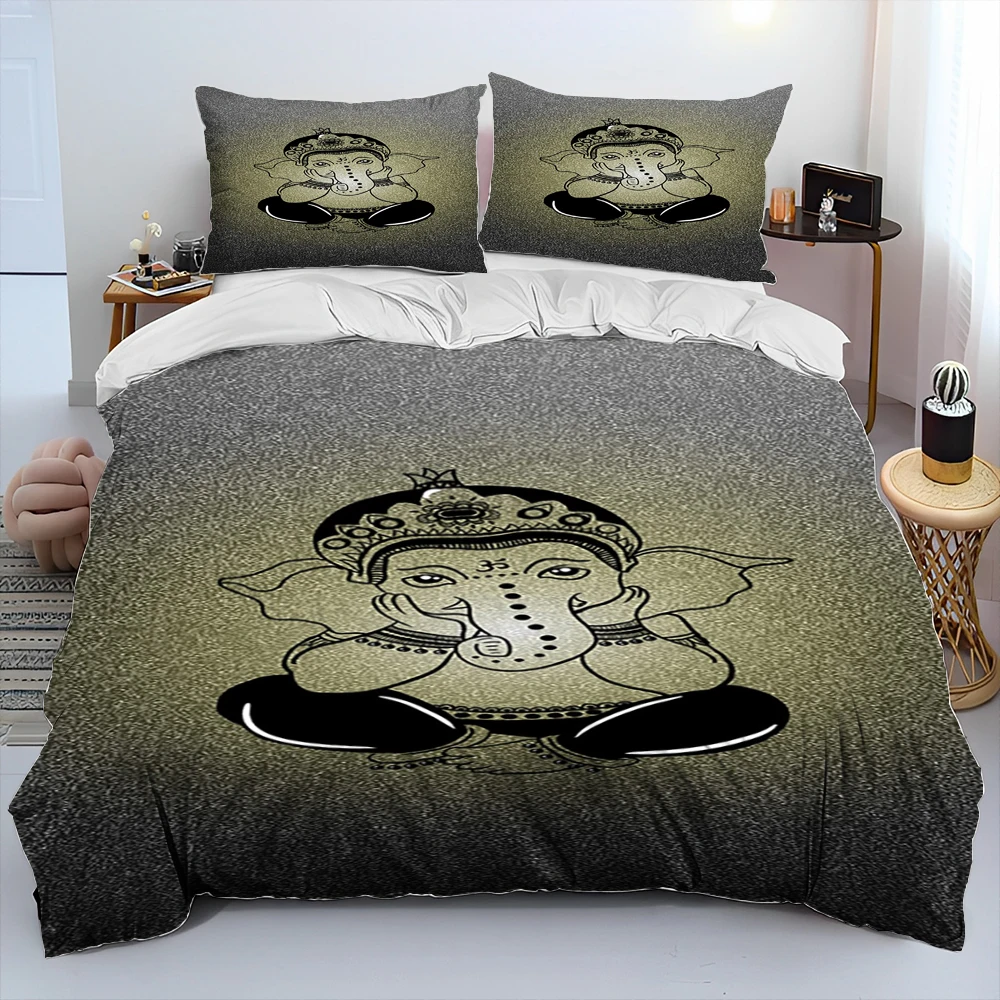 

Elephant Ganesha Series Comforter Bedding Set,Duvet Cover Bed Set Quilt Cover Pillowcase,King Queen Size Bedding Set Adult Kids