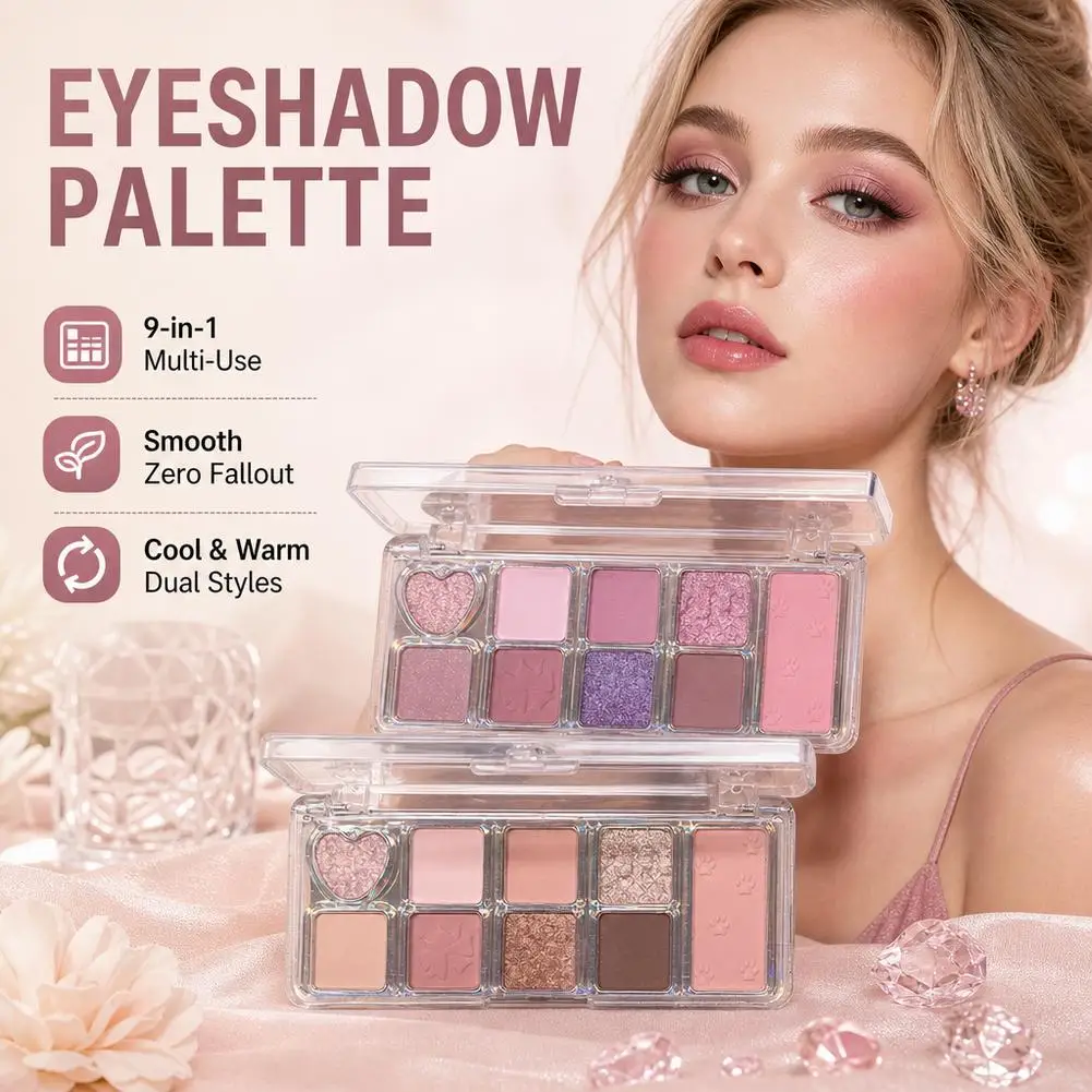 9-Farben-Bären-Lidschattenpalette, vielseitige Matte-Perlen-Lidschattenpalette mit großen Grundfarben für den täglichen Gebrauch, 8g 2026 – Detail 3