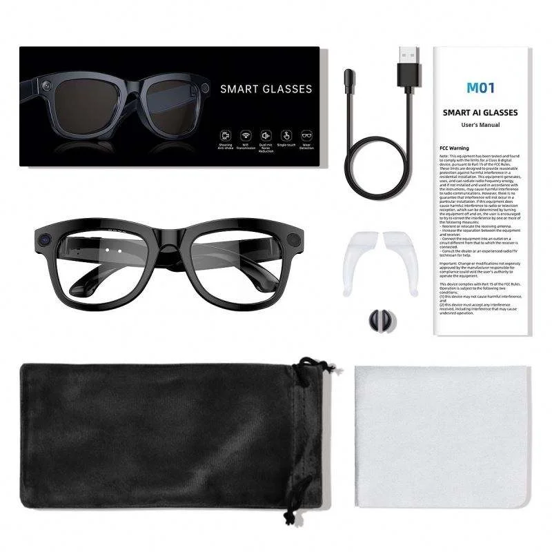 New Cross-Border L802 Smart Glasses 8.0 Million Pixel Dual Microphone Noise Cancellation AI Object Recognition HD Sound Magnetic