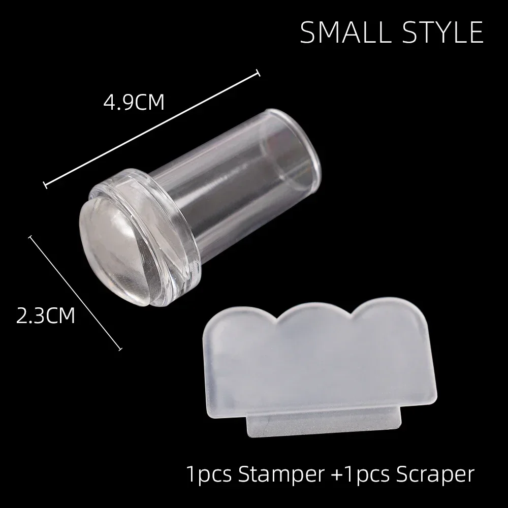 2PC trasparente Nail Stamper Jelly Silicone stampa smalto per unghie stampaggio punta francese unghie modello timbro con raschietto strumento per unghie