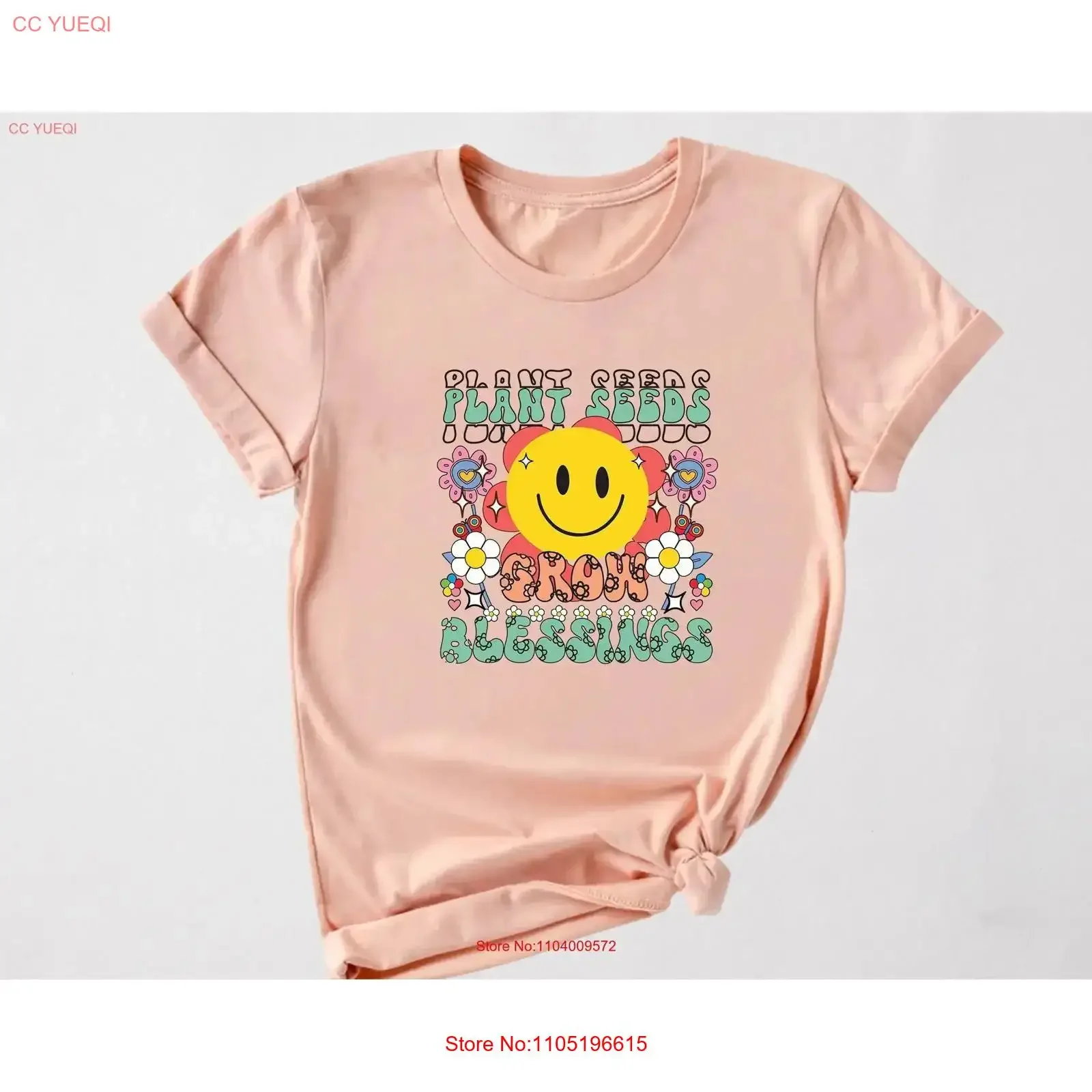 Plant Seeds Grow Blessings T Shirt Inspirational Floral Saying Growing Planting vintage Washed Stretched Versatile homme