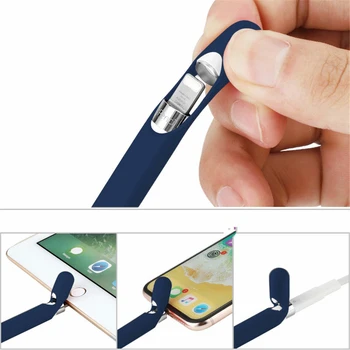 4 In 1 yumuşak silikon kılıf Apple kalem için 1 vaka Set renkli kapak için IPad Tablet dokunmatik kalem 1 Stylus koruyucu kol kapak