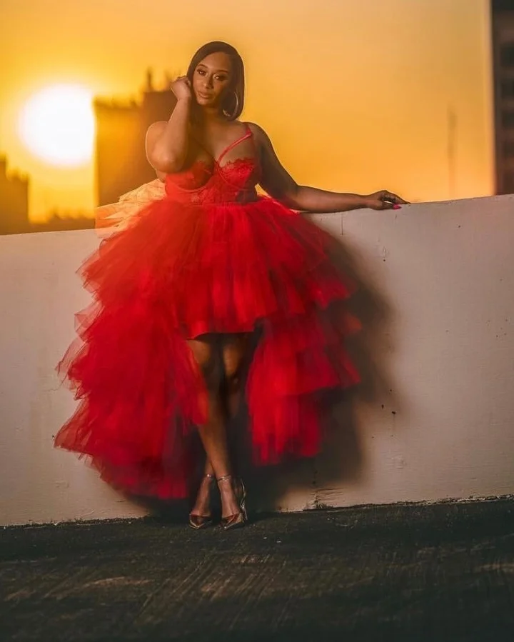 Lindo vestido de baile de tule renda e tule alto baixo em camadas vestidos de noite aso ebi feminino vestido de festa formal