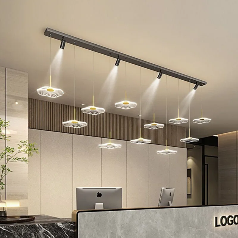 

Creative Lotus Leaf Staircase Chandeliers LED Duplex Villa Restaurant Living Room Rotating Hollow Loft Modern Lighting Fixture