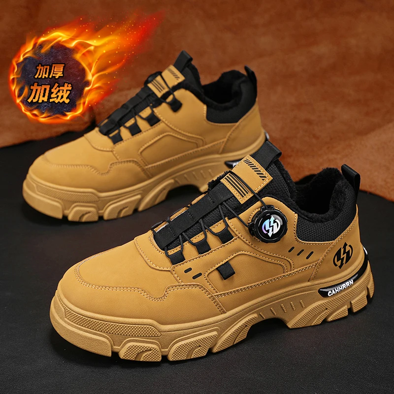 Zapatillas de trabajo de caña baja con forro polar, versátiles y casuales, de algodón para invierno MH081-1