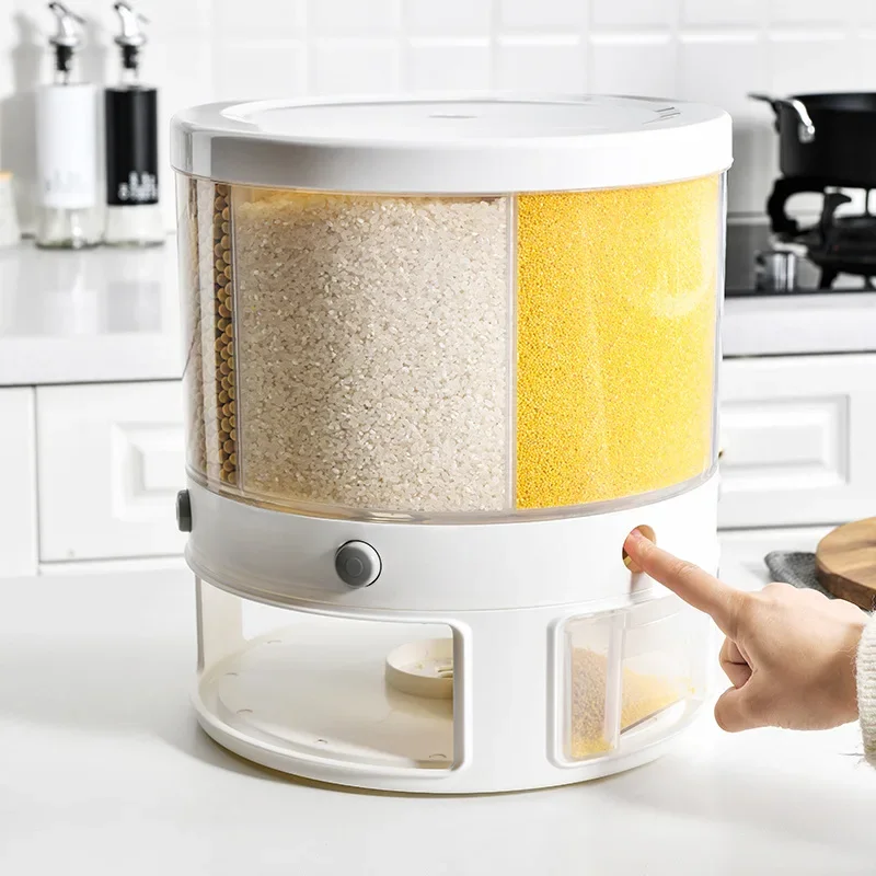 

Separate Rice Cereal Dispenser Kitchen Dry Food Storage Container Moisture Proof Automatic Storage Containers Kitchen Items